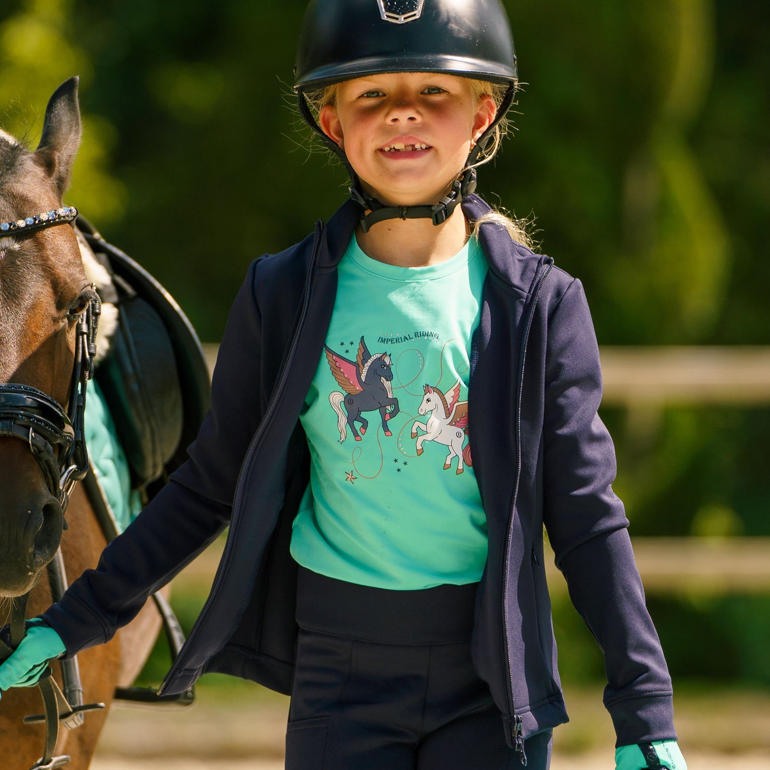 Imperial Riding Children's Izzy Sun Tech Cardigan #Colour_navy
