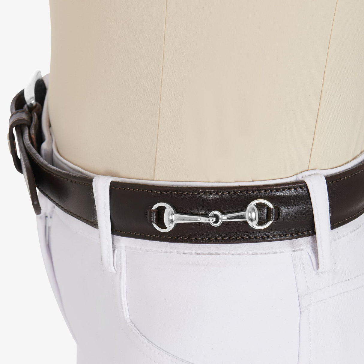 Equestro Leather Belt With Snaffle Bits #colour_brown-silver
