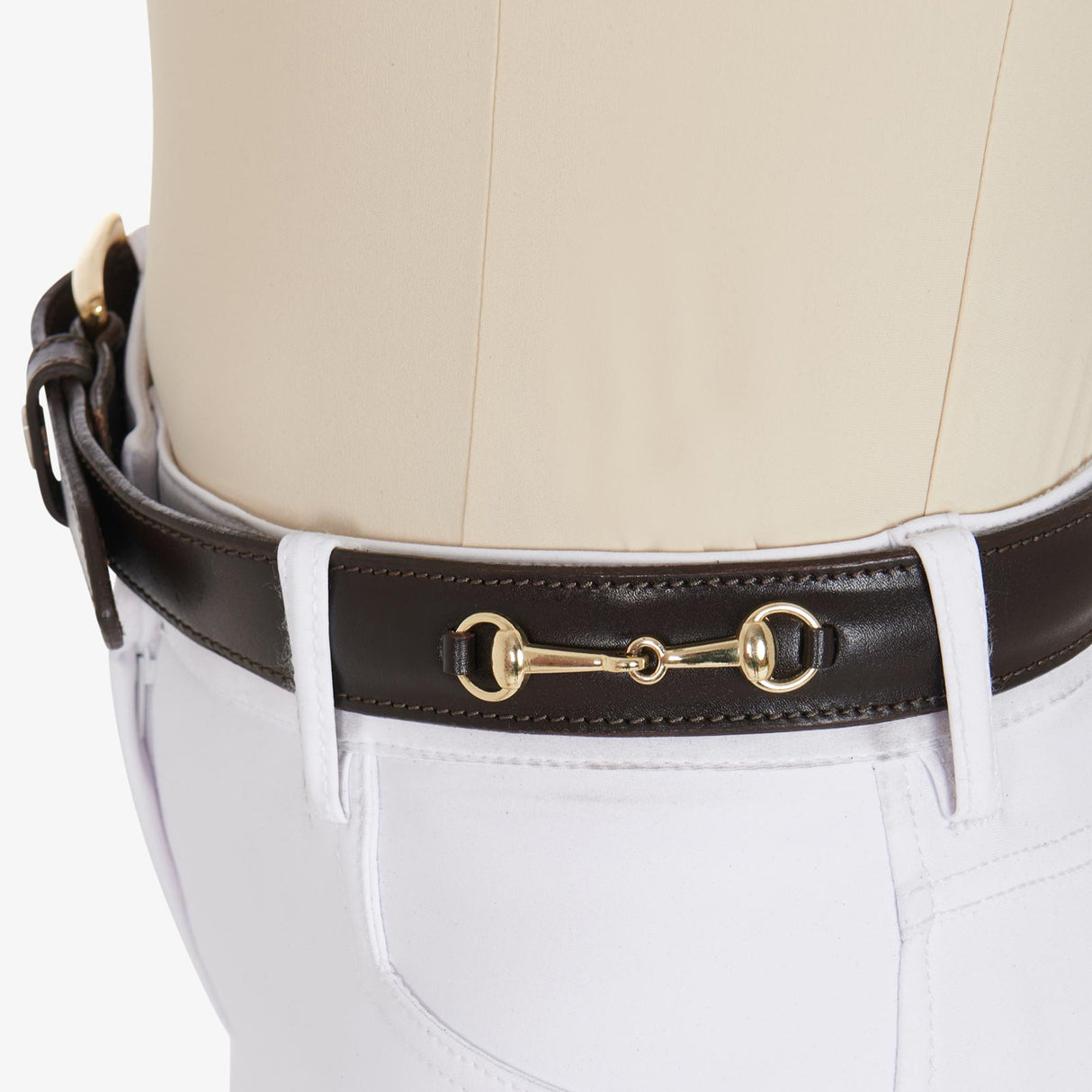 Equestro Leather Belt With Snaffle Bits #colour_brown-gold