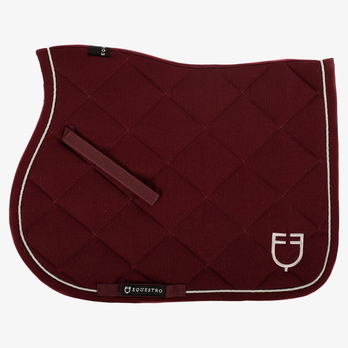 Equestro Pony Jumping Saddle Pad In Cotton With Logo #colour_burgundy