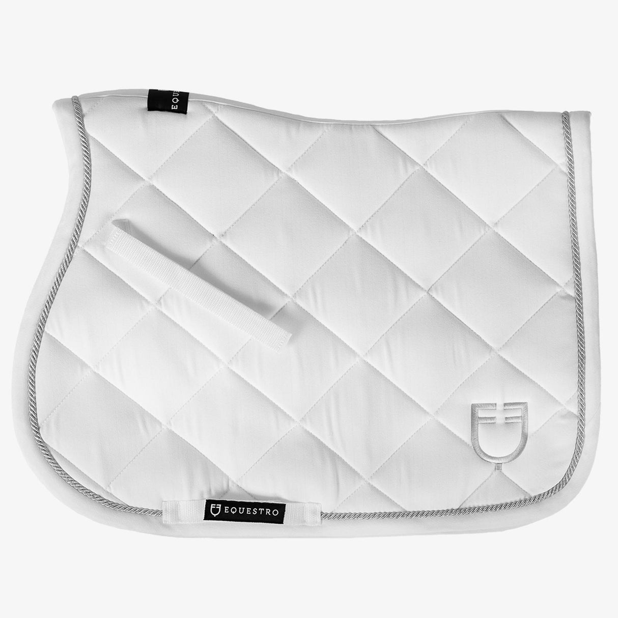 Equestro Pony Jumping Saddle Pad In Cotton With Logo #colour_white