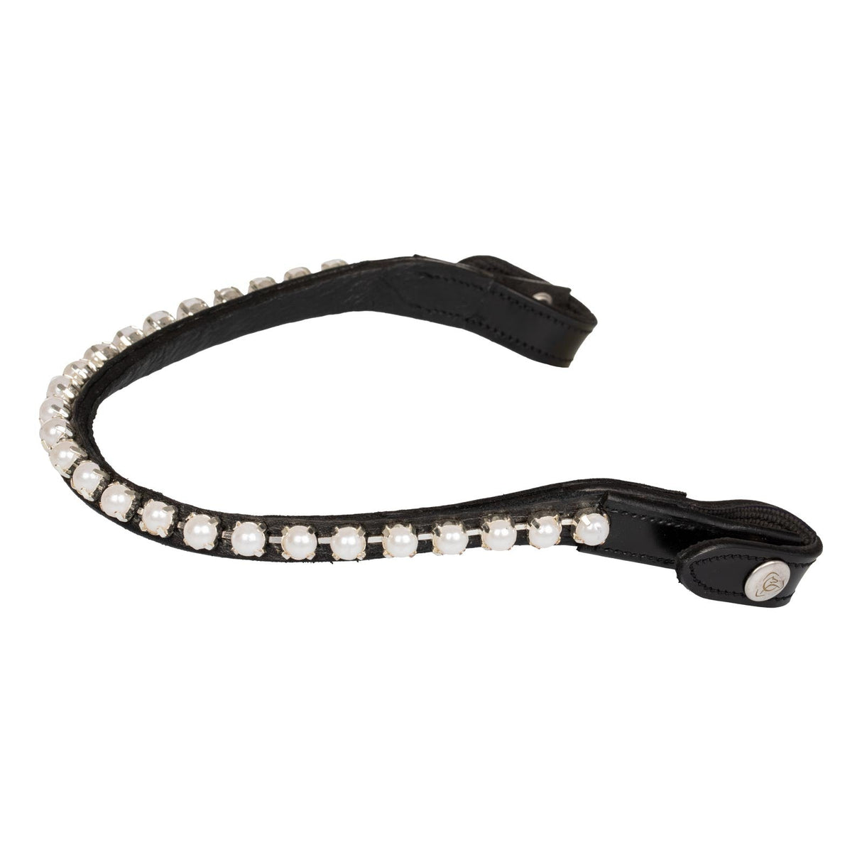 Acavallo Browband Calfskin & Oval Crystals #colour_black-transparent