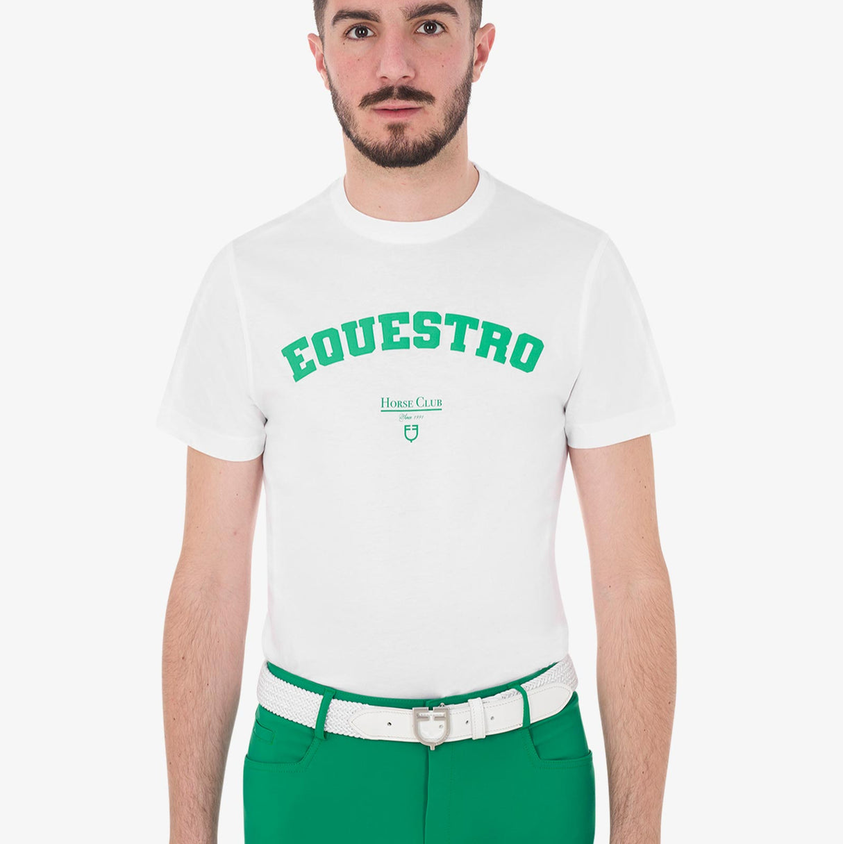 Equestro Men's Horse Club Cotton T-Shirt #colour_white