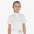 Equestro Girls' Slim Fit Competition Jacket With Chest Perforated Inserts #colour_white-pink
