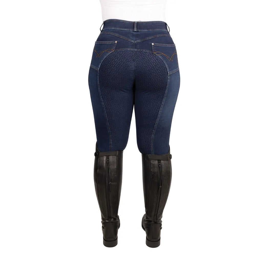 Hy Equestrian Elevate Style Denim Breeches #colour_dark-blue