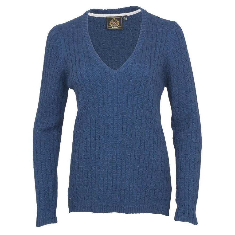 Toggi Ladies Whitfield V Neck Cotton Jumper #colour_peacock-blue