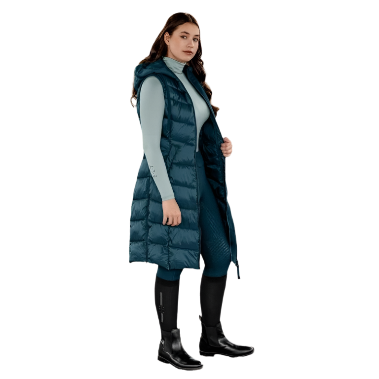 E.L.T Ostende Ladies Lightweight Long Gilet #colour_petrol-blue