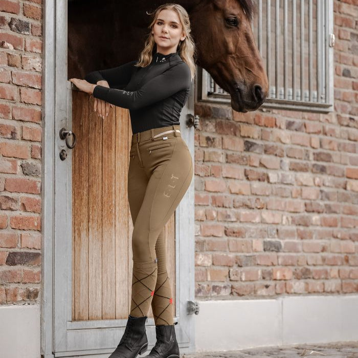 E.L.T Ladies Maja Glam Curved High Waist Breeches #colour_cappuccino