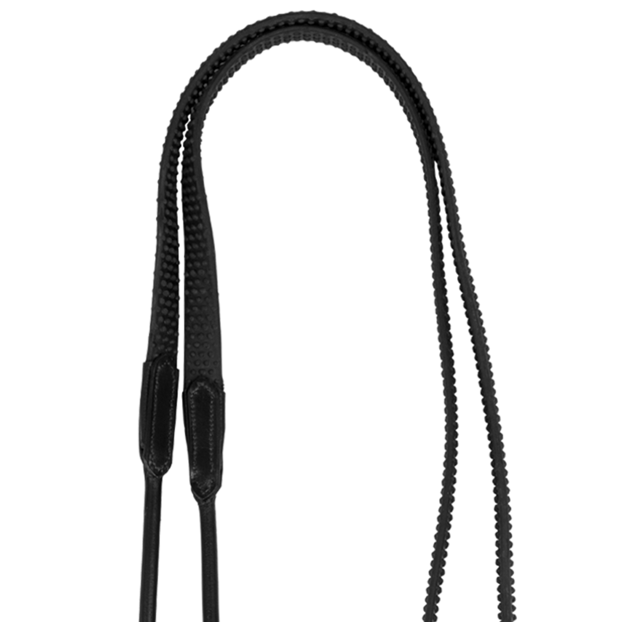 Acavallo Tubular Reins Leather & Rubber #colour_black