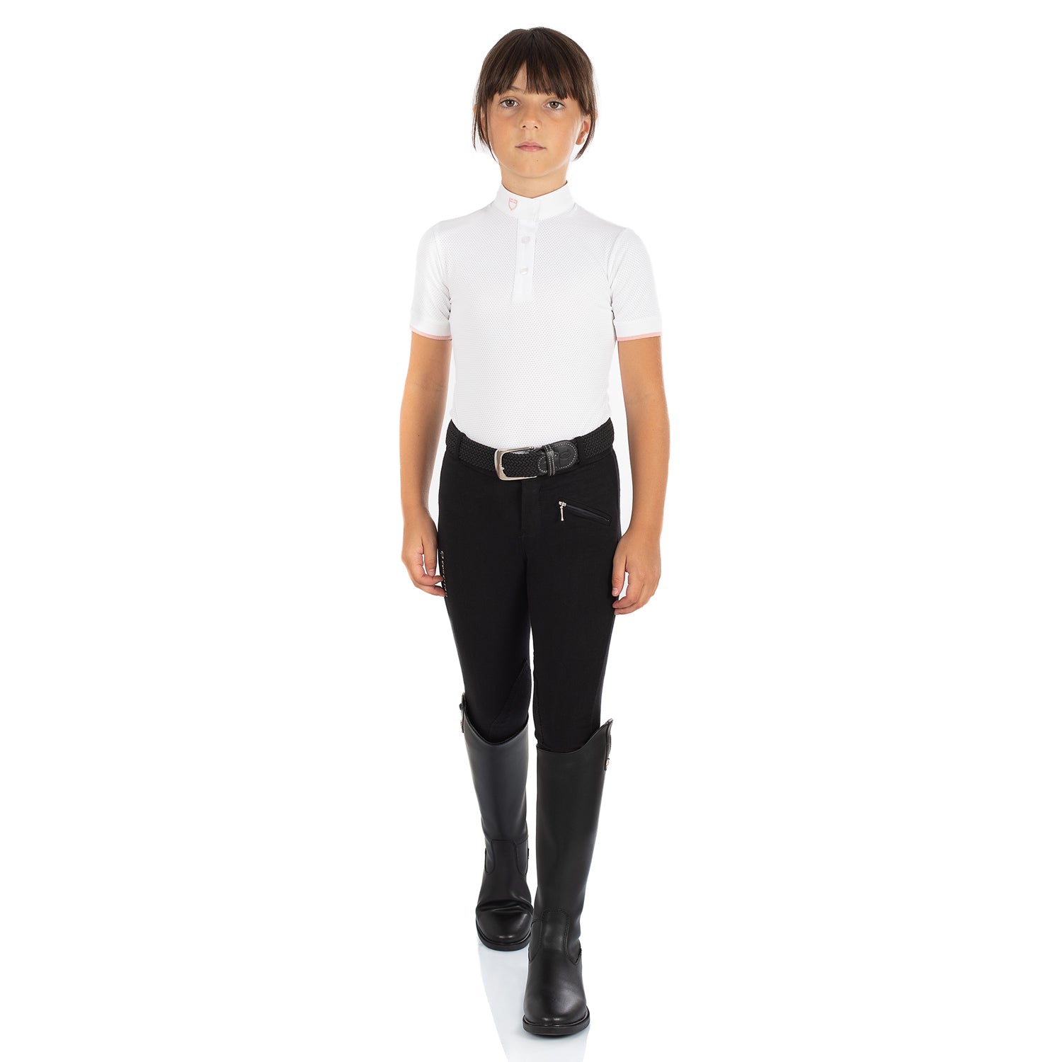Equestro Kasumi Model Junior Breeches In Stretch Material #colour_black