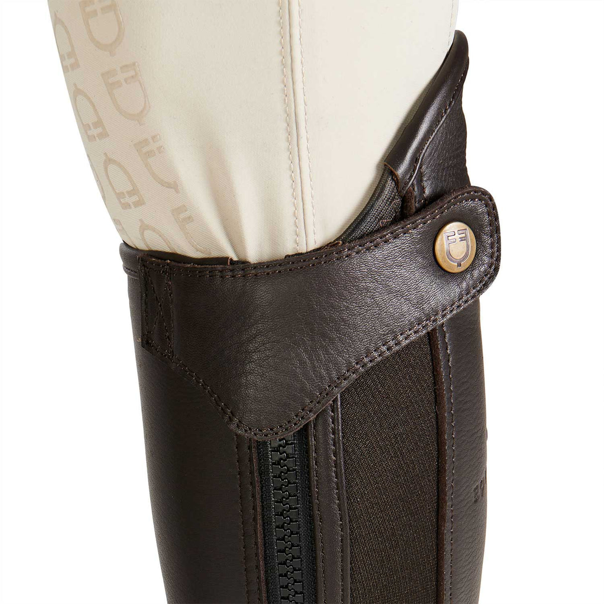 Equestro Unisex Gaiters Perforated Leather Maximum Comfort #colour_brown