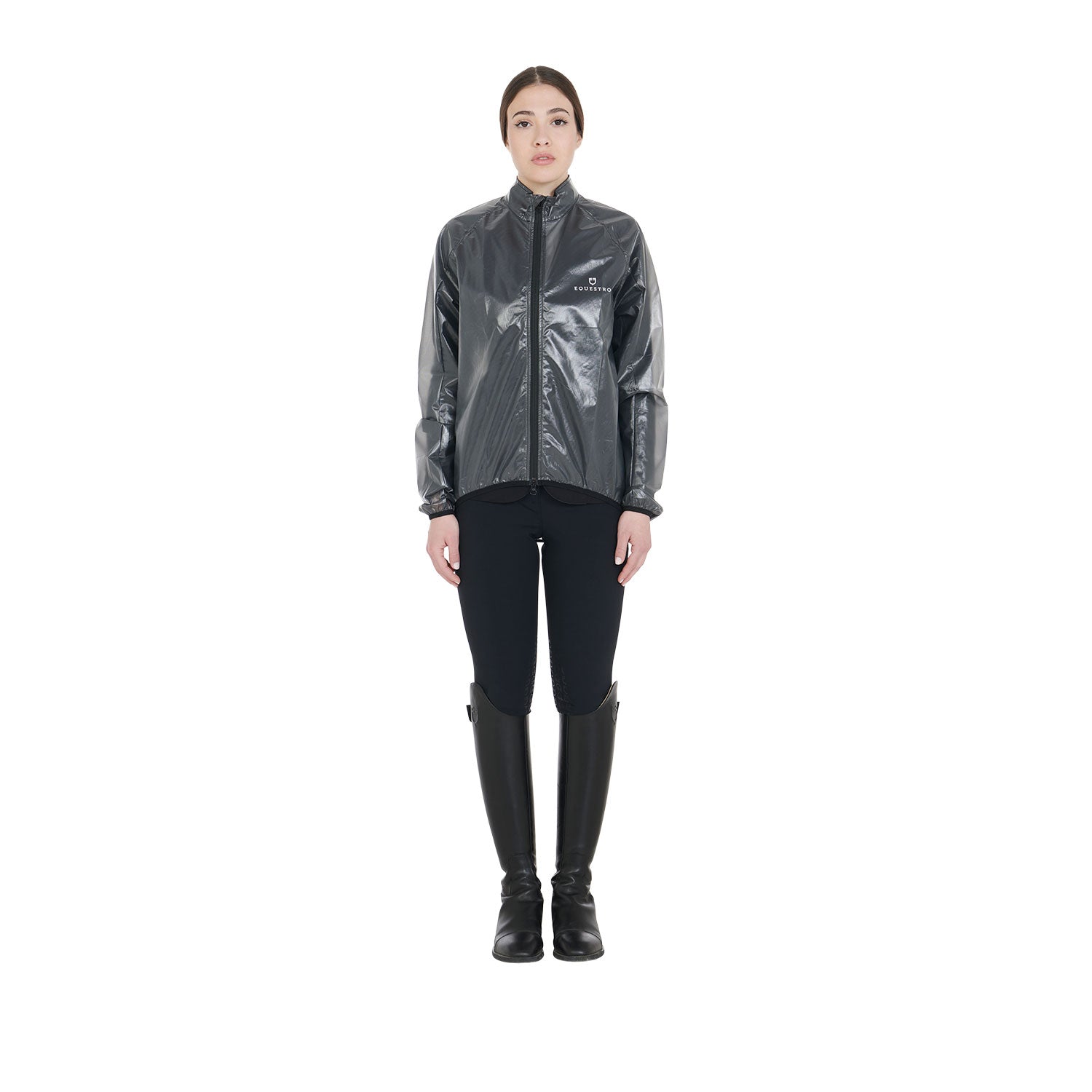 Equestro Windproof And Water-Repellent Unisex Overcoat #colour_black