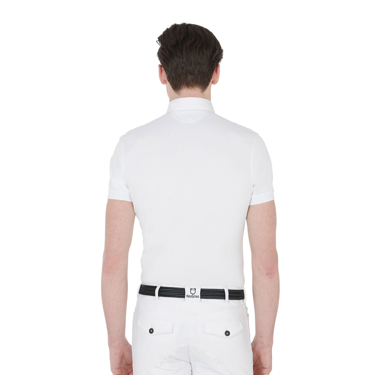 Equestro Men's Competition Polo Shirt In Breathable Technical Fabric #colour_white