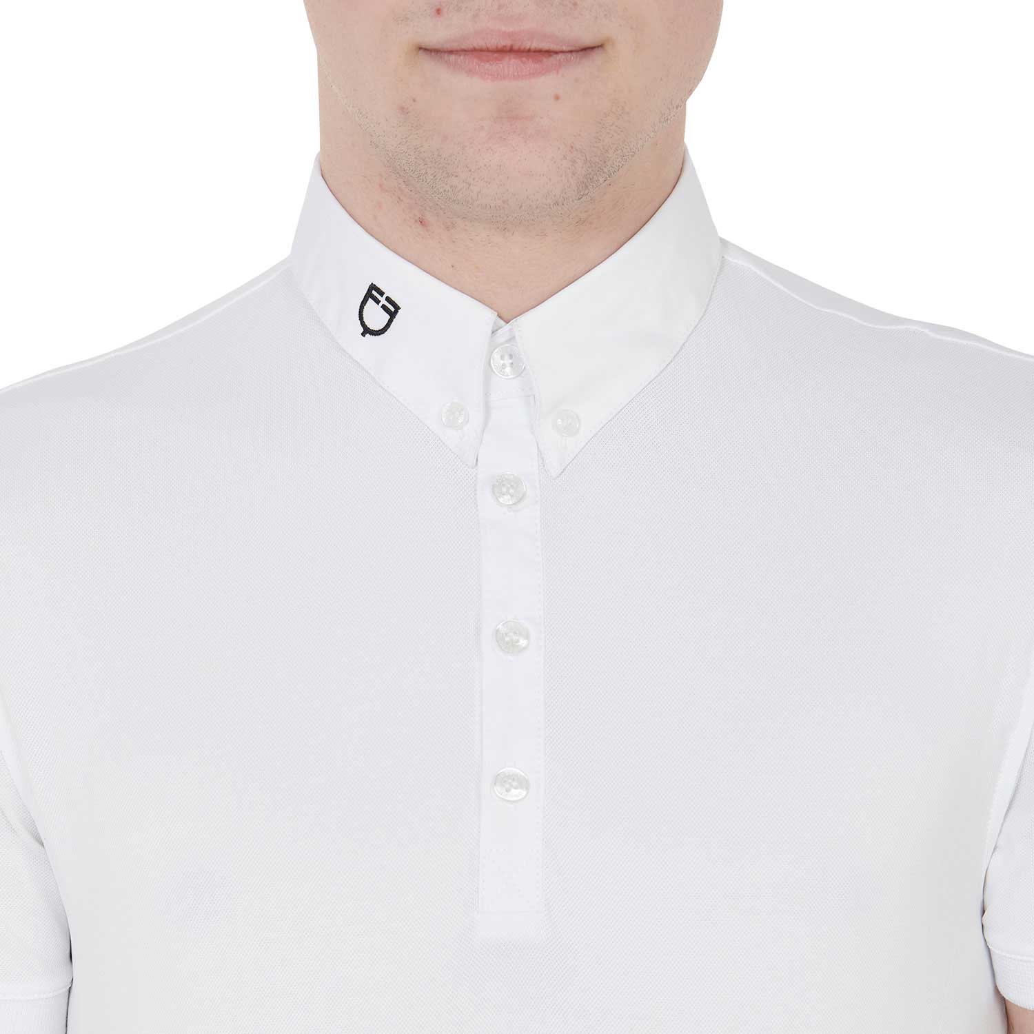 Equestro Men's Competition Polo Shirt In Breathable Technical Fabric #colour_white