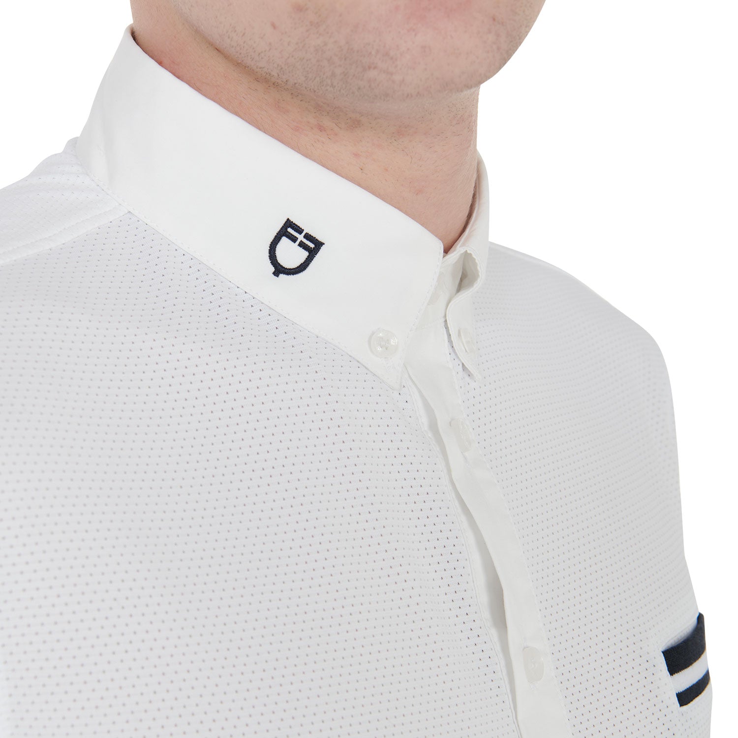 Equestro Men's Slim Fit Competition Polo Shirt With Black Inserts #colour_white