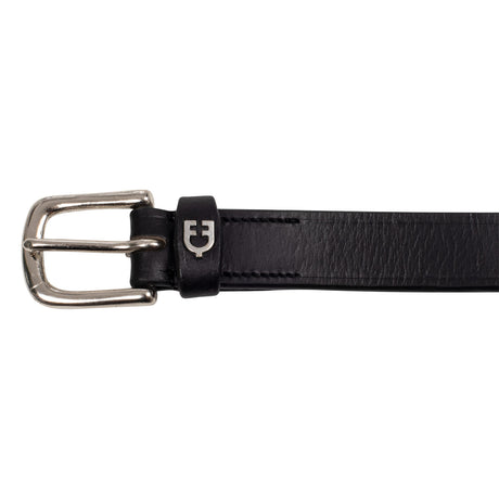 Equestro English Belt With Contrasting Embroidery #colour_black