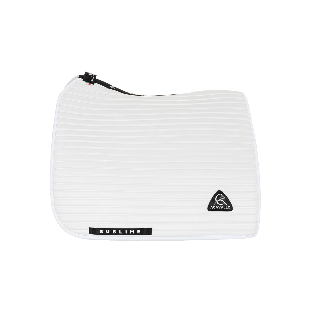 Acavallo Stripe Suede Dressage Saddle Pad W/Square Back Corner #colour_white