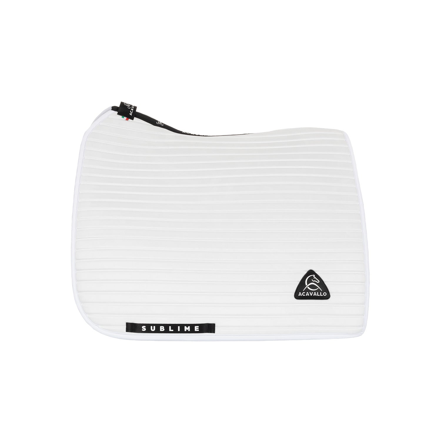 Acavallo Stripe Suede Dressage Saddle Pad W/Square Back Corner #colour_white