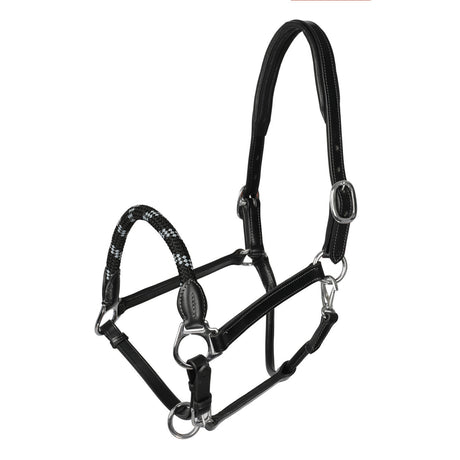 Acavallo Halter Anatomical Leather Rope Noseband #colour_black