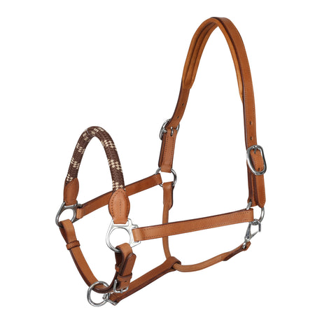 Acavallo Halter Anatomical Leather Rope Noseband #colour_cognac