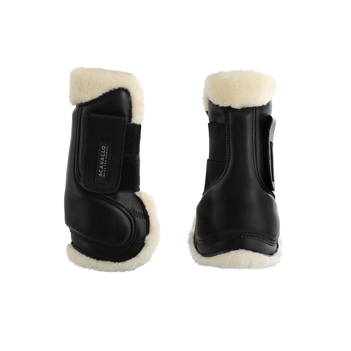 Acavallo Jumping Tendon Boots Faux Sheepskin & Hook-And-Loop Closure #colour_black