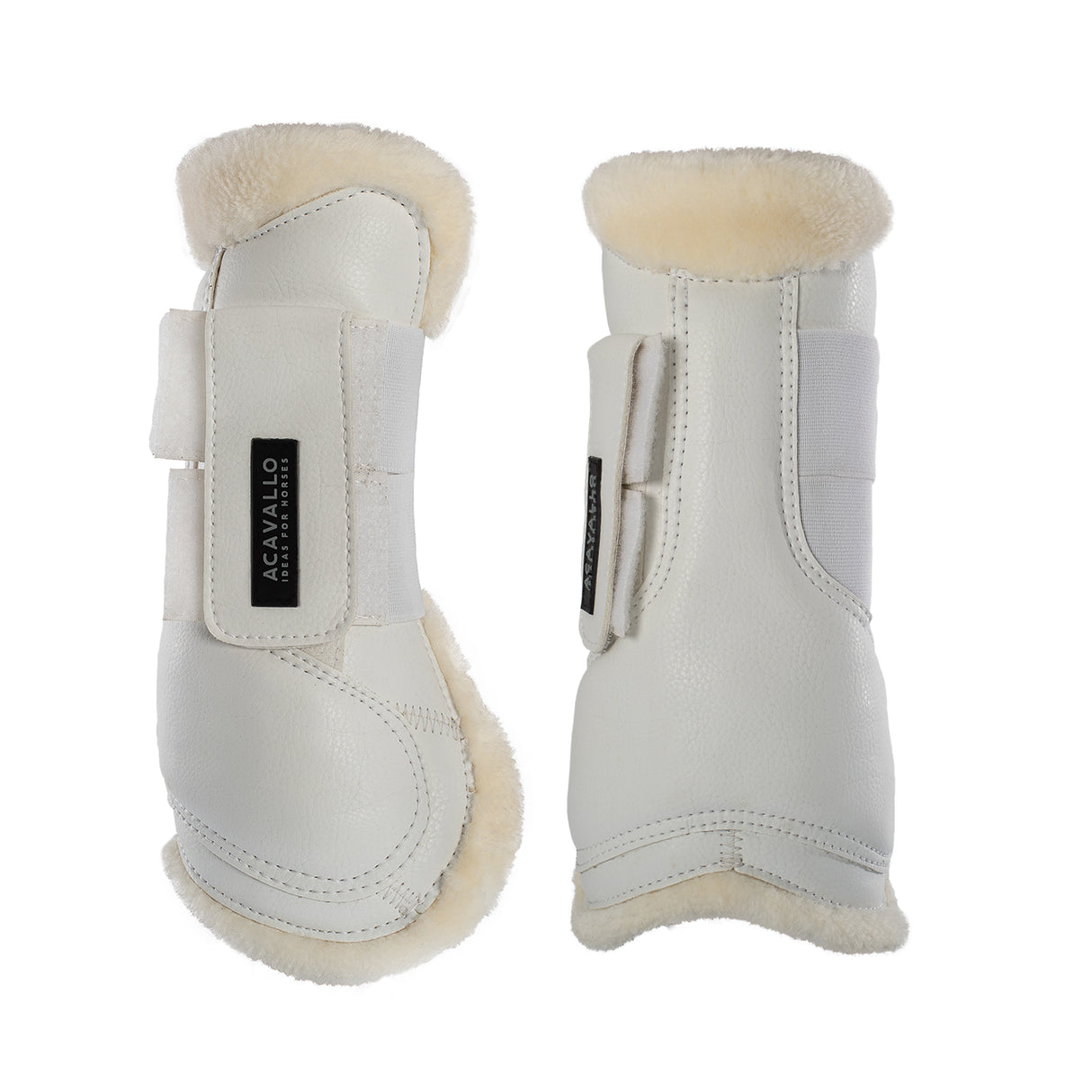 Acavallo Jumping Tendon Boots Faux Sheepskin & Hook-And-Loop Closure #colour_white
