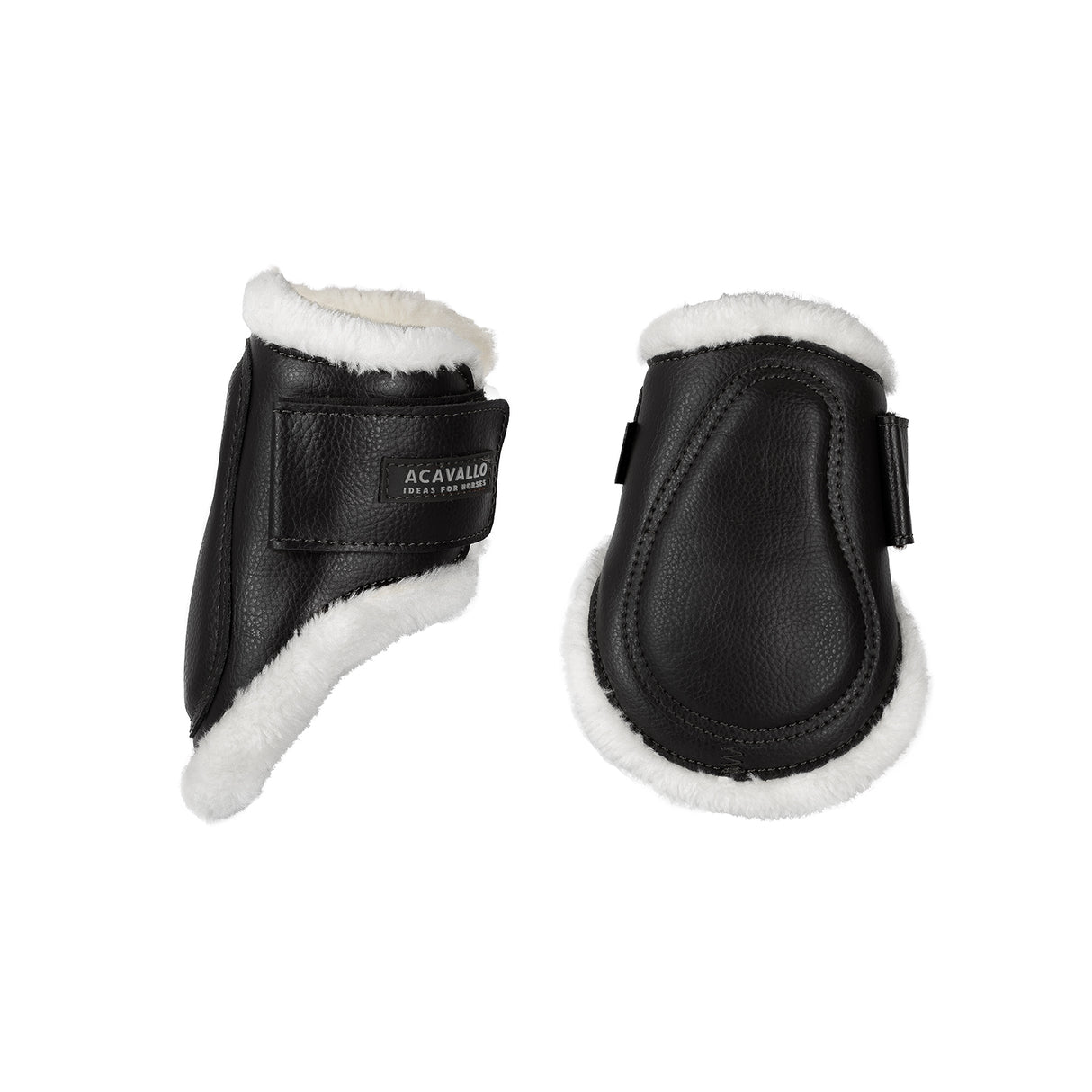 Acavallo Jumping Fetlock Boots Faux Sheepskin & Hook-And-Loop Closure #colour_black