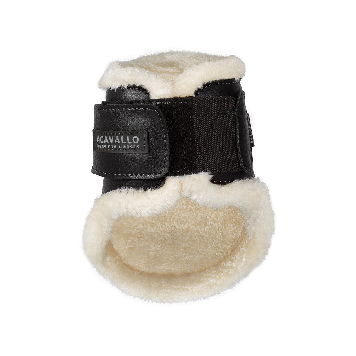 Acavallo Jumping Fetlock Boots Faux Sheepskin & Hook-And-Loop Closure #colour_black