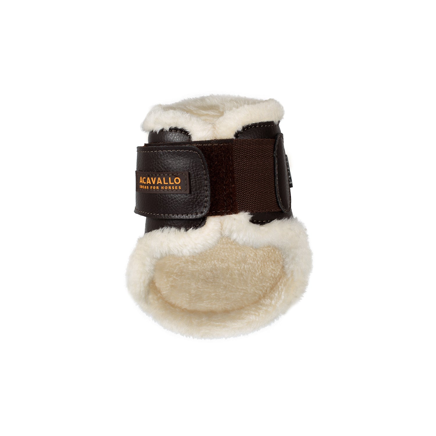 Acavallo Jumping Fetlock Boots Faux Sheepskin & Hook-And-Loop Closure #colour_brown