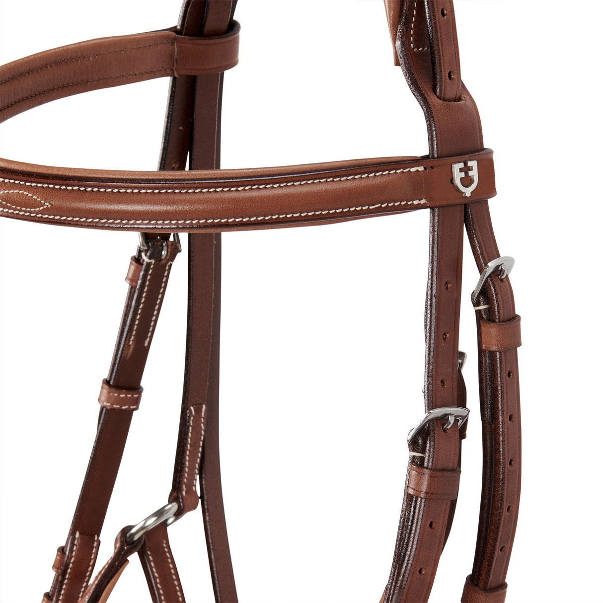 Equestro Bridle With Mexican Noseband And Synthetic Sheepskin #colour_cognac