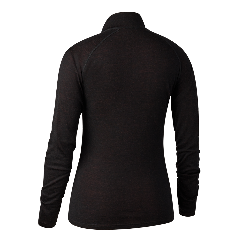 Deerhunter Women's Quinn Merino 1/2 Zip Undershirt #colour_black-oak