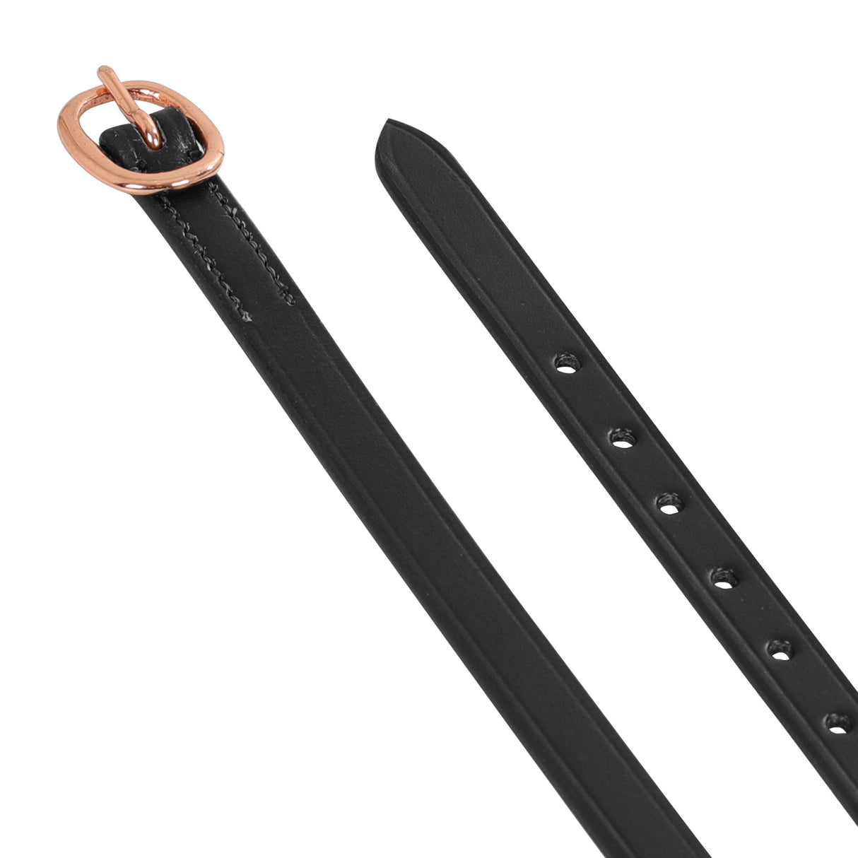 Equestro Spur Straps In Leather And Rose Gold Buckle #colour_black