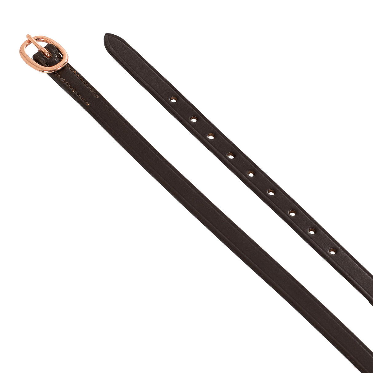 Equestro Spur Straps In Leather And Rose Gold Buckle #colour_brown