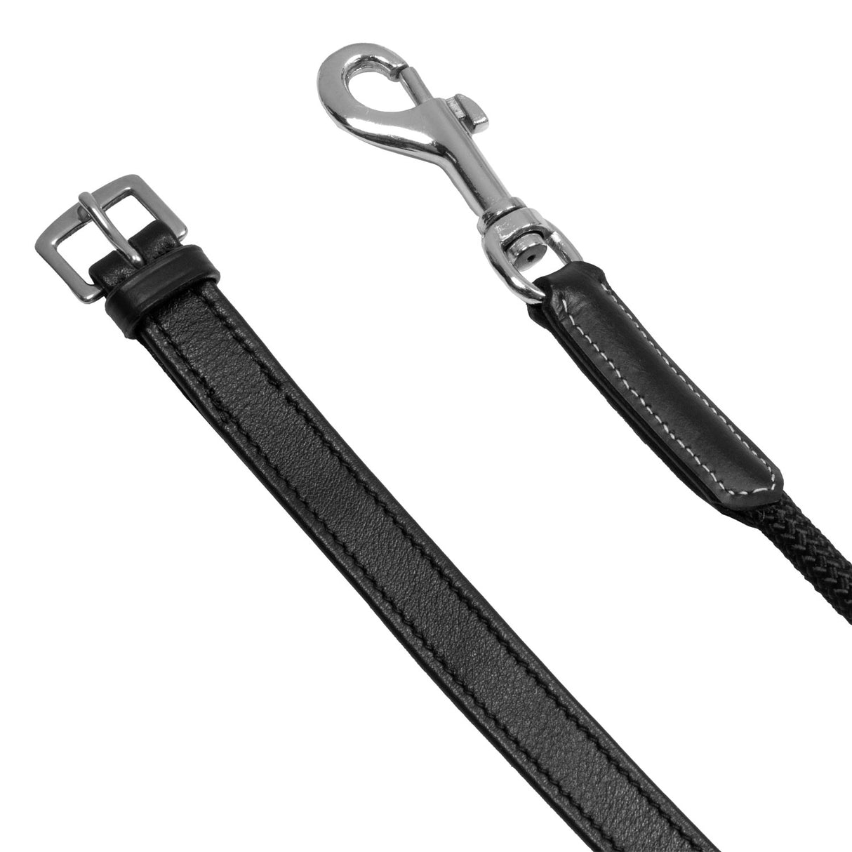 Equestro Double Leather And Nylon Draw Reins