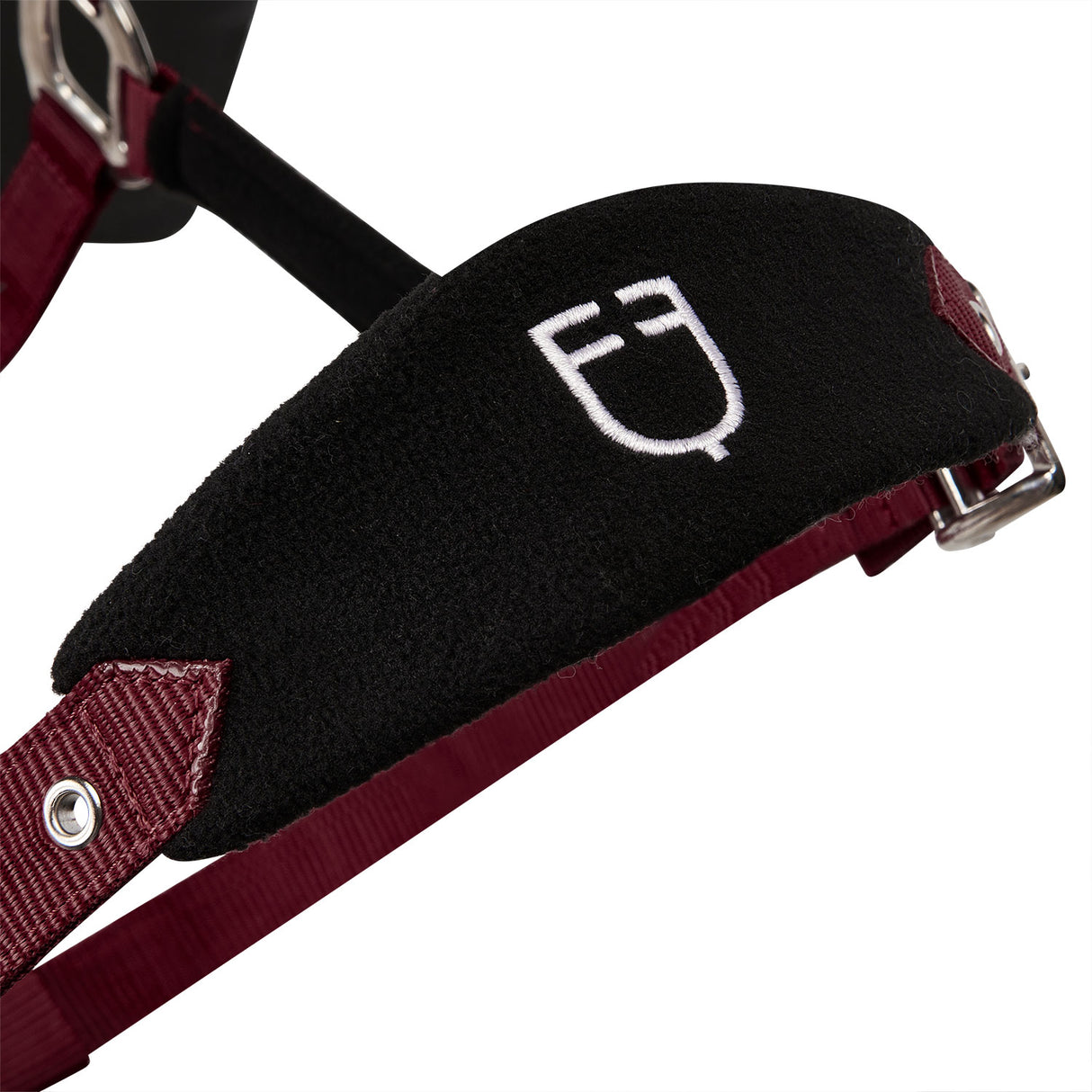 Equestro Halter With Double Adjustment And Lead Rope #colour_burgundy