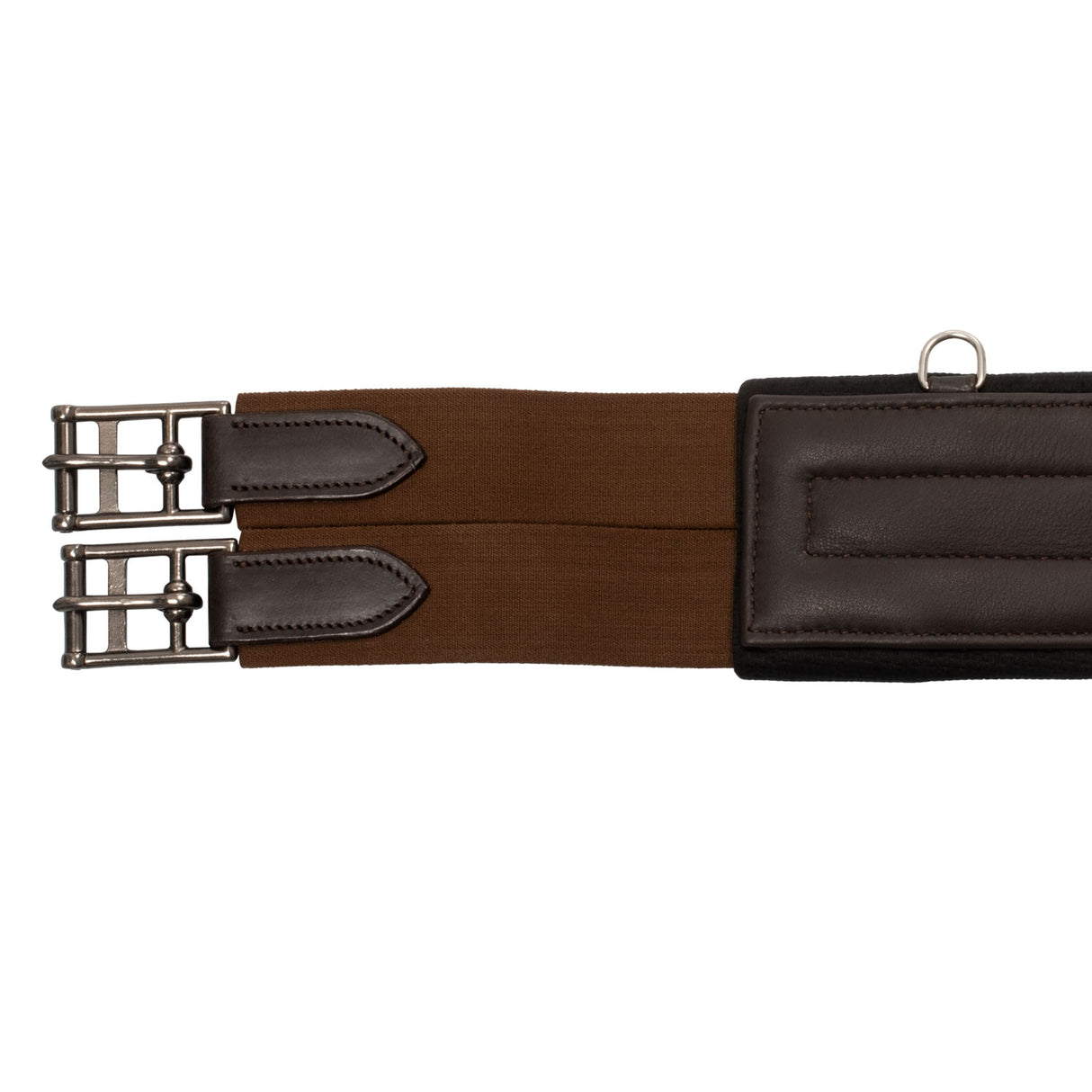 Equestro Jumping Girth Contoured Leather #colour_brown