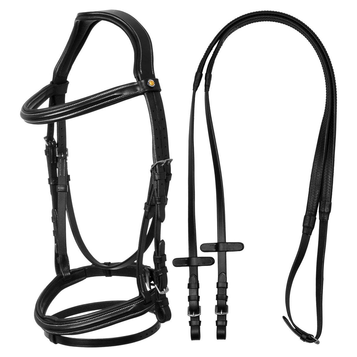 Equestro Raised And Padded Anatomical Bridle #colour_black