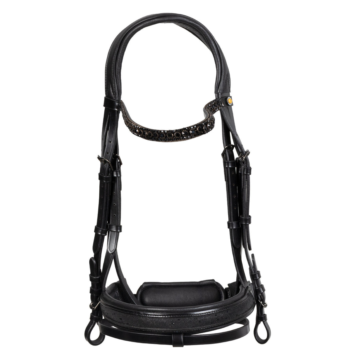 English leather bridle with glittery noseband
