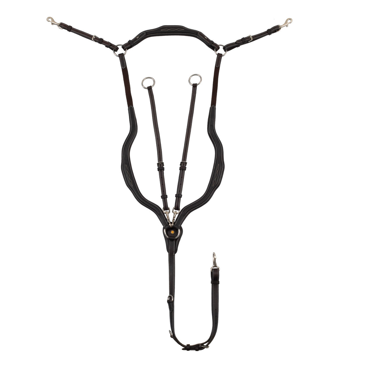 Anatomical leather breastplate with removable martingale