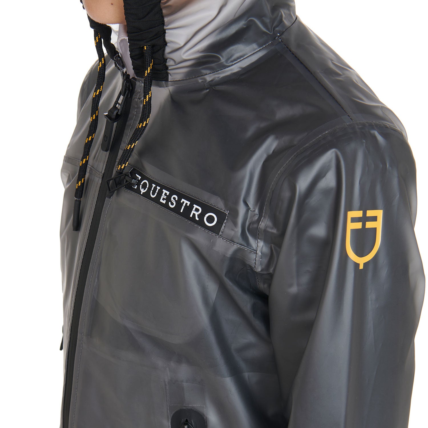 Equestro Kids' Windproof Zip Hooded Raincoat #colour_grey