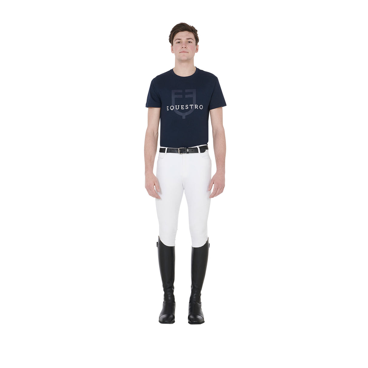 Equestro Men's Slim Fit T-Shirt With Logo On The Chest #colour_blue