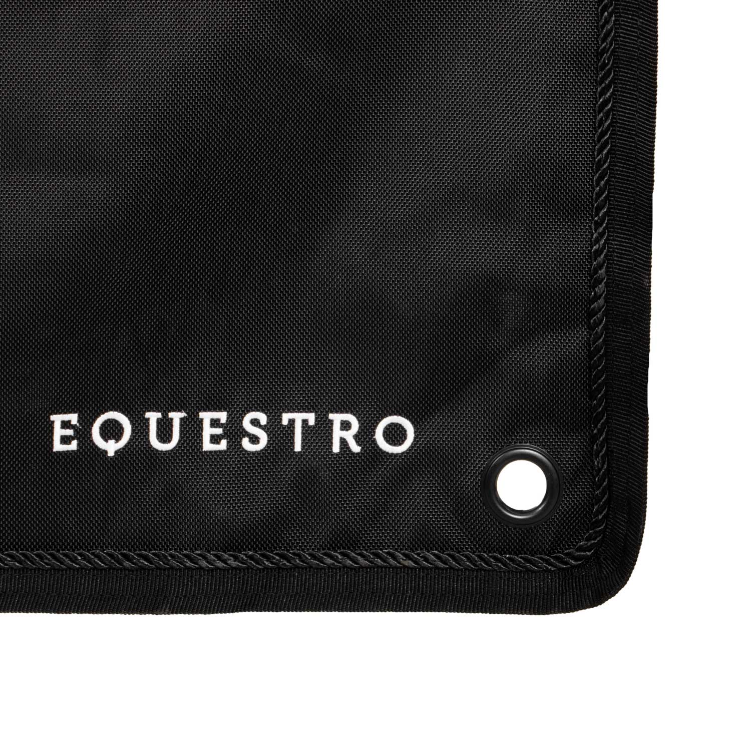 Equestro Short Stable Curtain With Embroidered Logo #colour_black