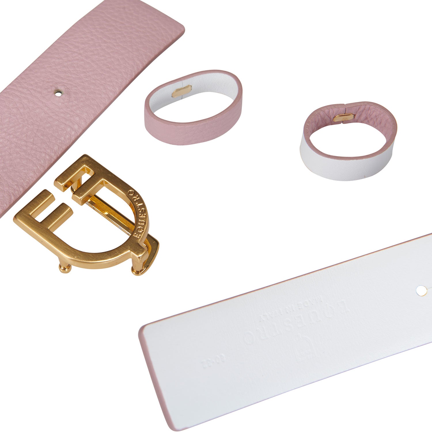Equestro Double Face Smooth Leather Belt #colour_white-pink-gold