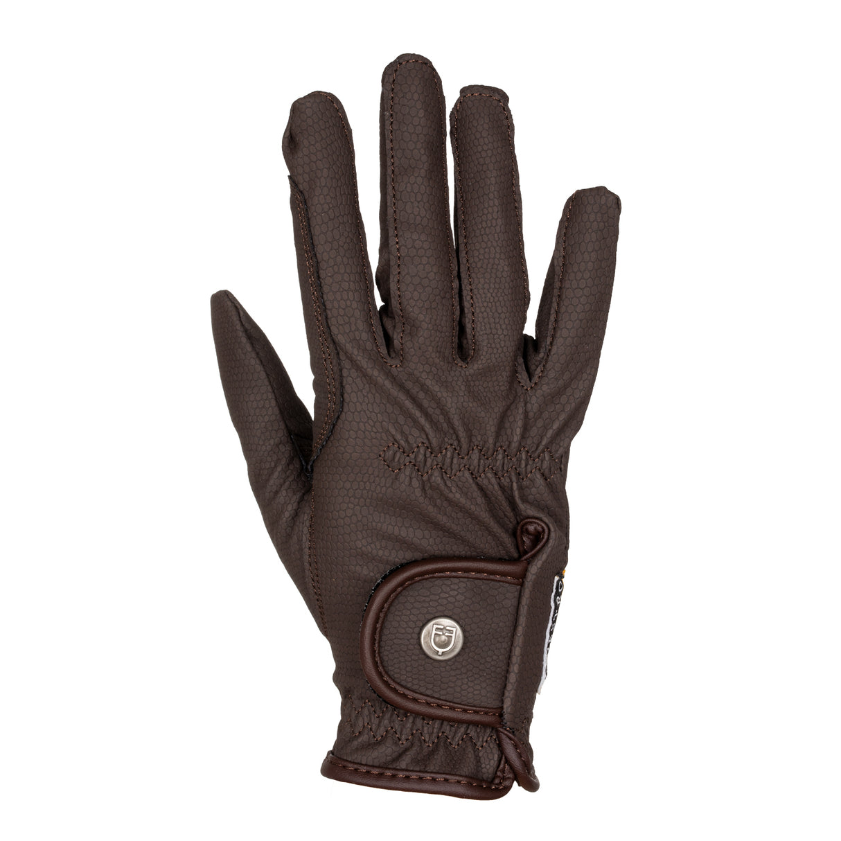 Equestro Unisex Gloves In Soft Synthetic Leather With Velcro Fastening #colour_brown