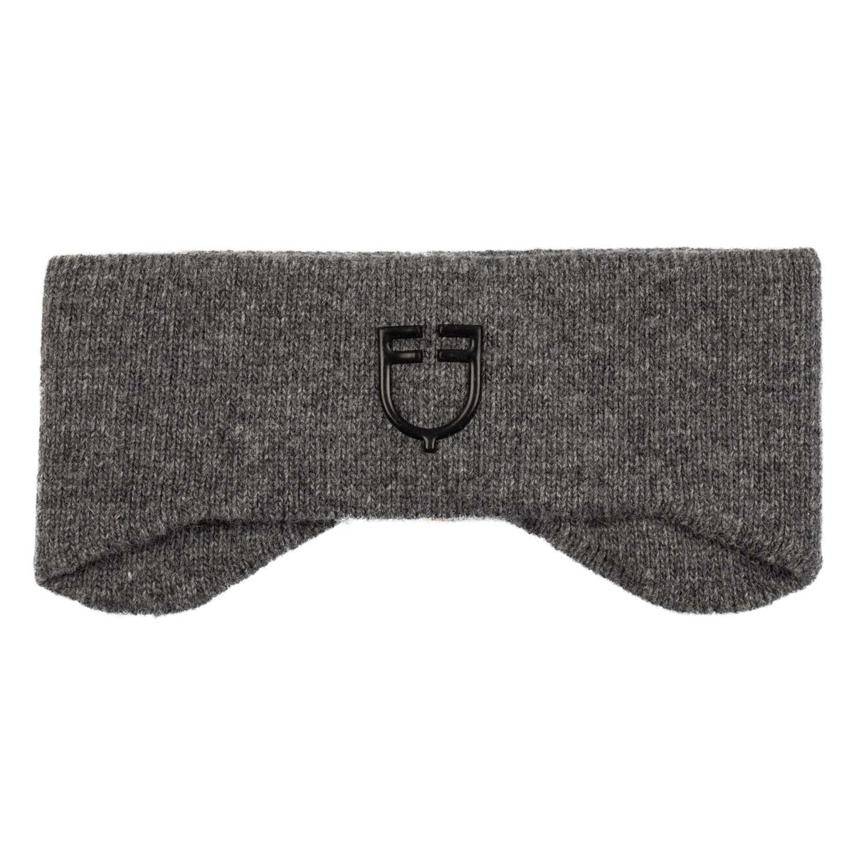 Equestro Unisex Ribbed Wool Earmuff Headband With Logo #colour_grey