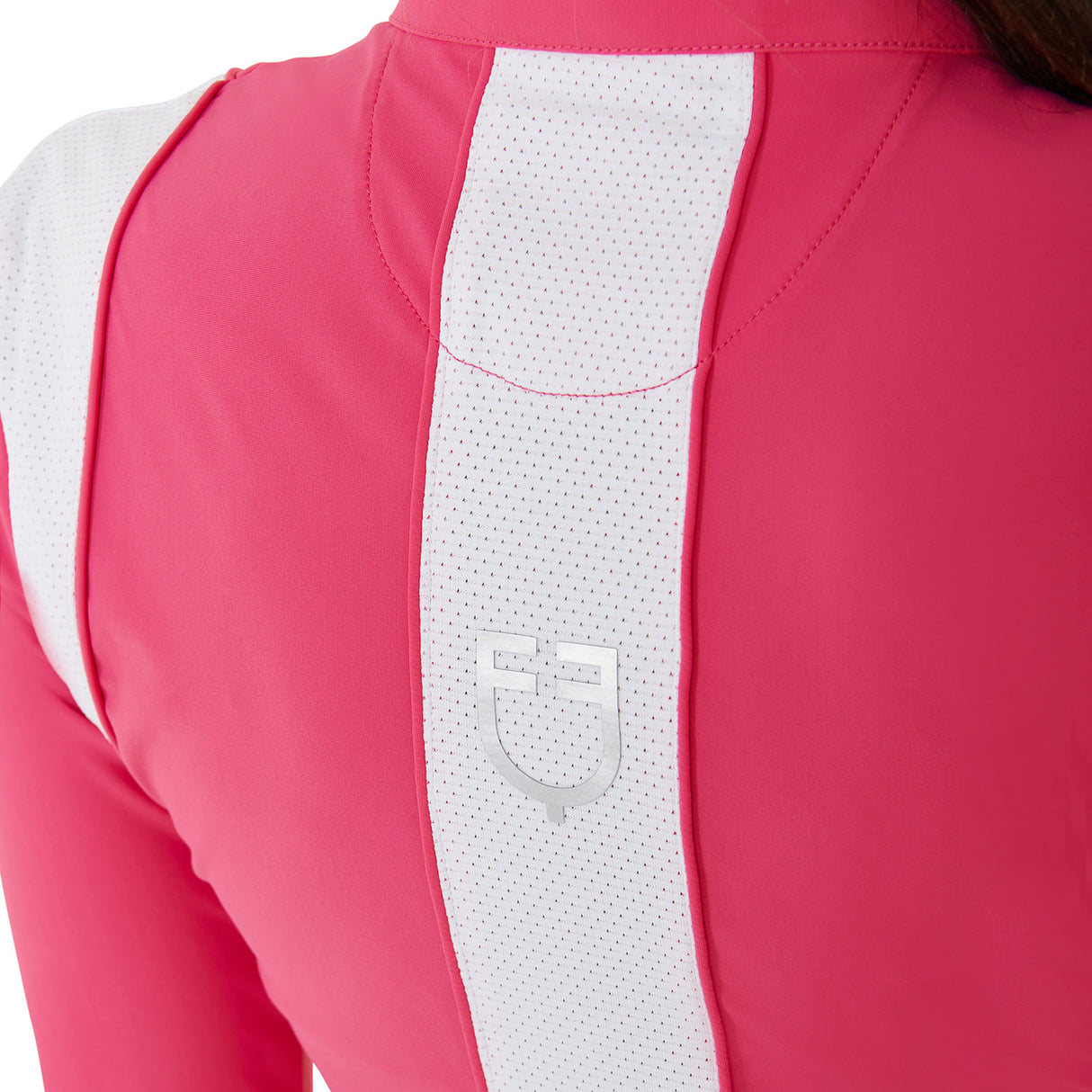 Equestro Women's Slim Fit Training Polo Shirt with Mesh Inserts #colour_fucsia