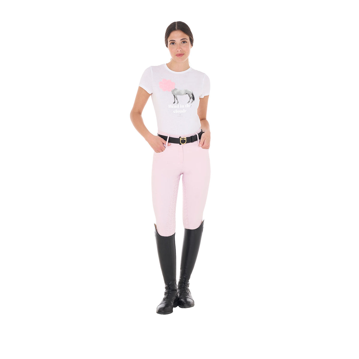 Equestro Women's Head In The Clouds Cotton T-Shirt #colour_white