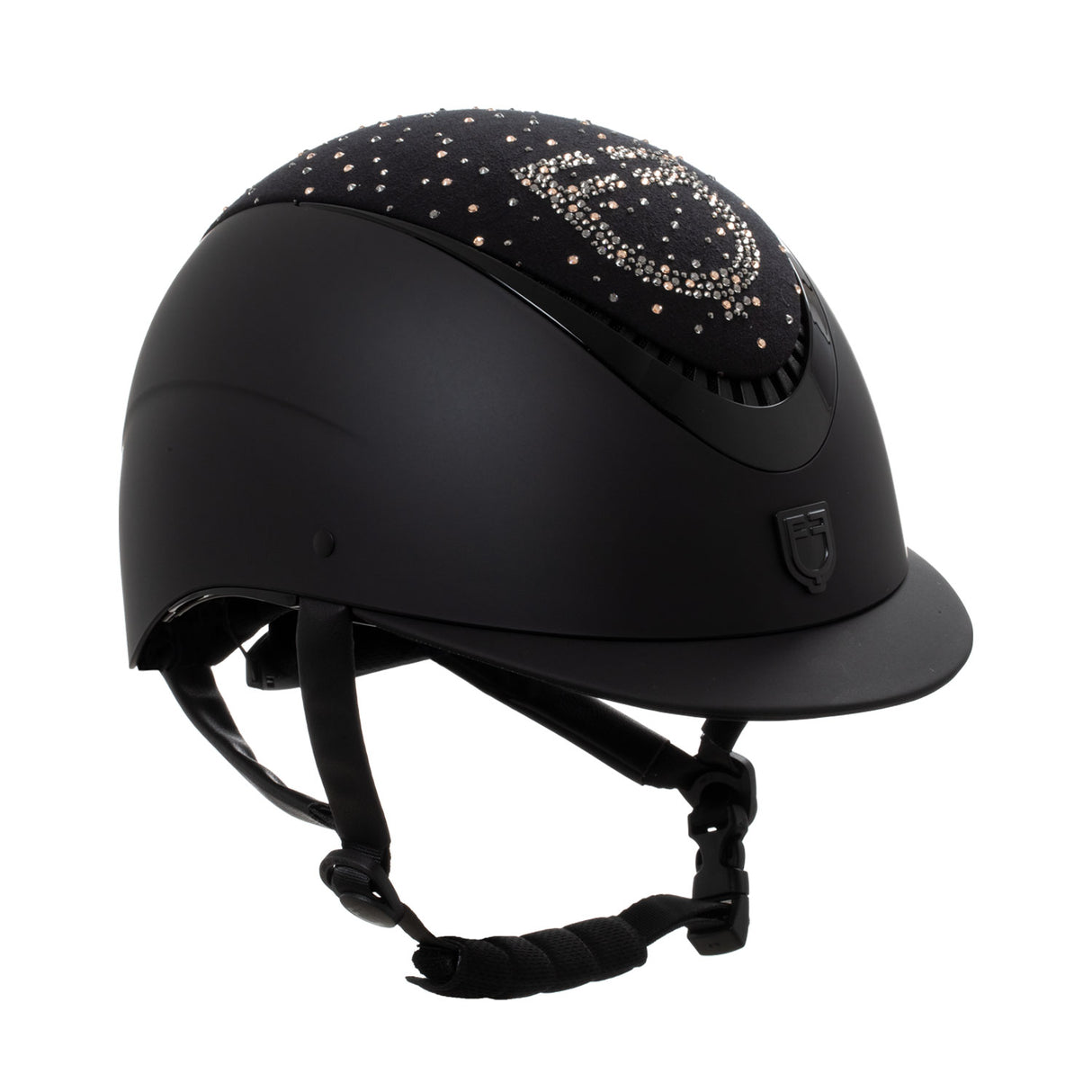 Equestro Matt Helmet With Narrow Visor And Rhinestone Logo Homologation En 1384-2023