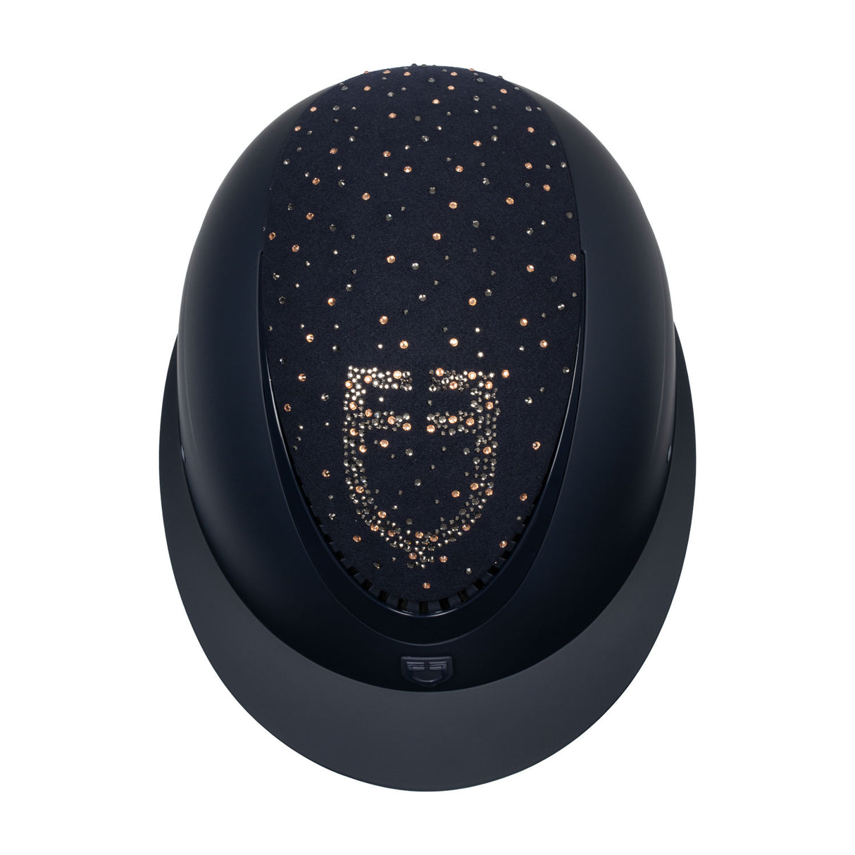 Equestro Matt Helmet With Wide Visor And Rhinestone Logo Homologation En 1384-2023 #colour_blue