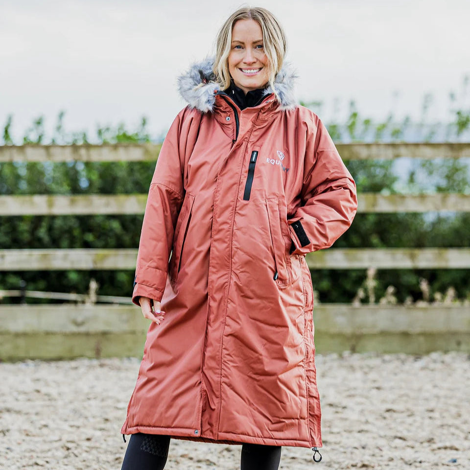 EQUIDRY Women's Thick Fleece Evolution Faux Fur Hood #colour_chestnut